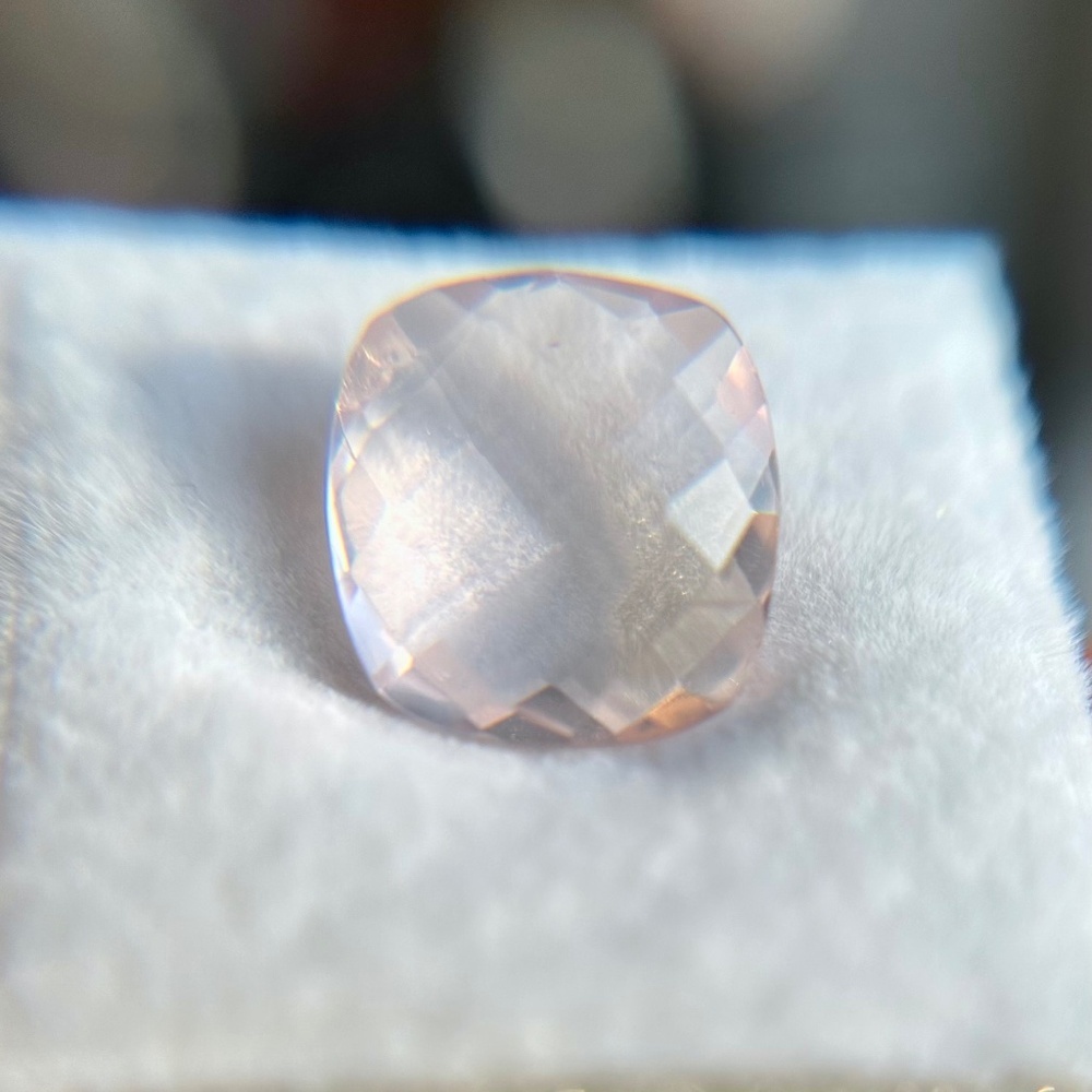 💖 3.12 CT Natural ROSE QUARTZ Cushion Checkerboard Gemstone